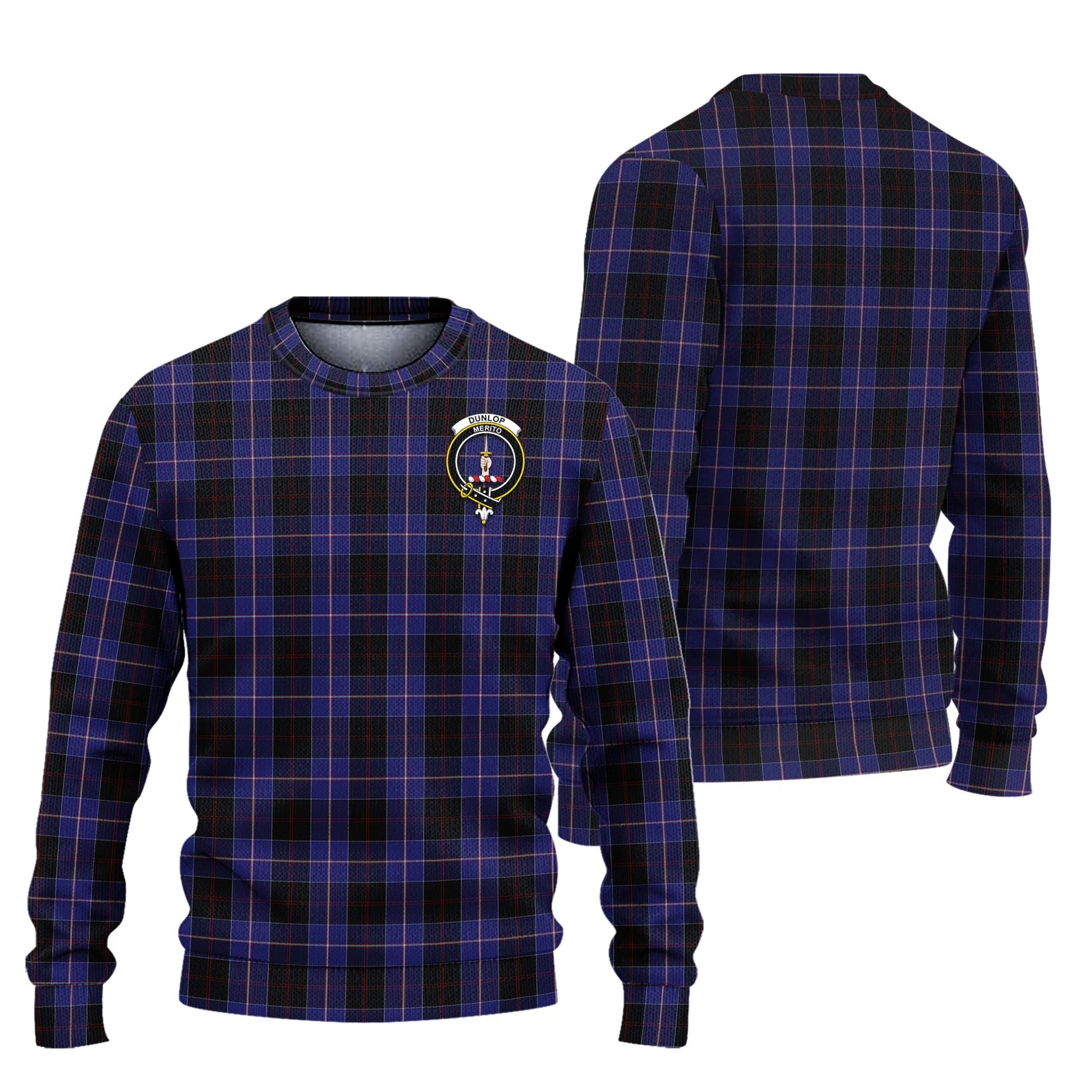 Dunlop Tartan Knitted Sweater with Family Crest Unisex - Tartanvibesclothing