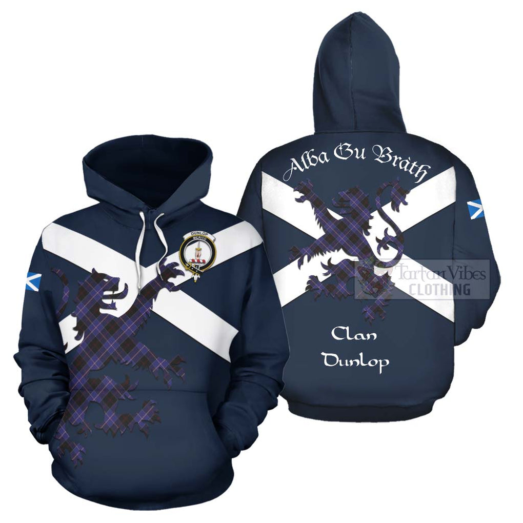 Tartan Vibes Clothing Dunlop Tartan Lion Rampant Hoodie – Proudly Display Your Heritage with Alba Gu Brath and Clan Name