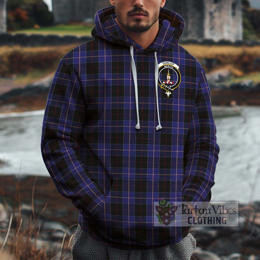 Dunlop Tartan Cotton Hoodie with Family Crest Pullover Hoodie XS - Tartan Vibes Clothing