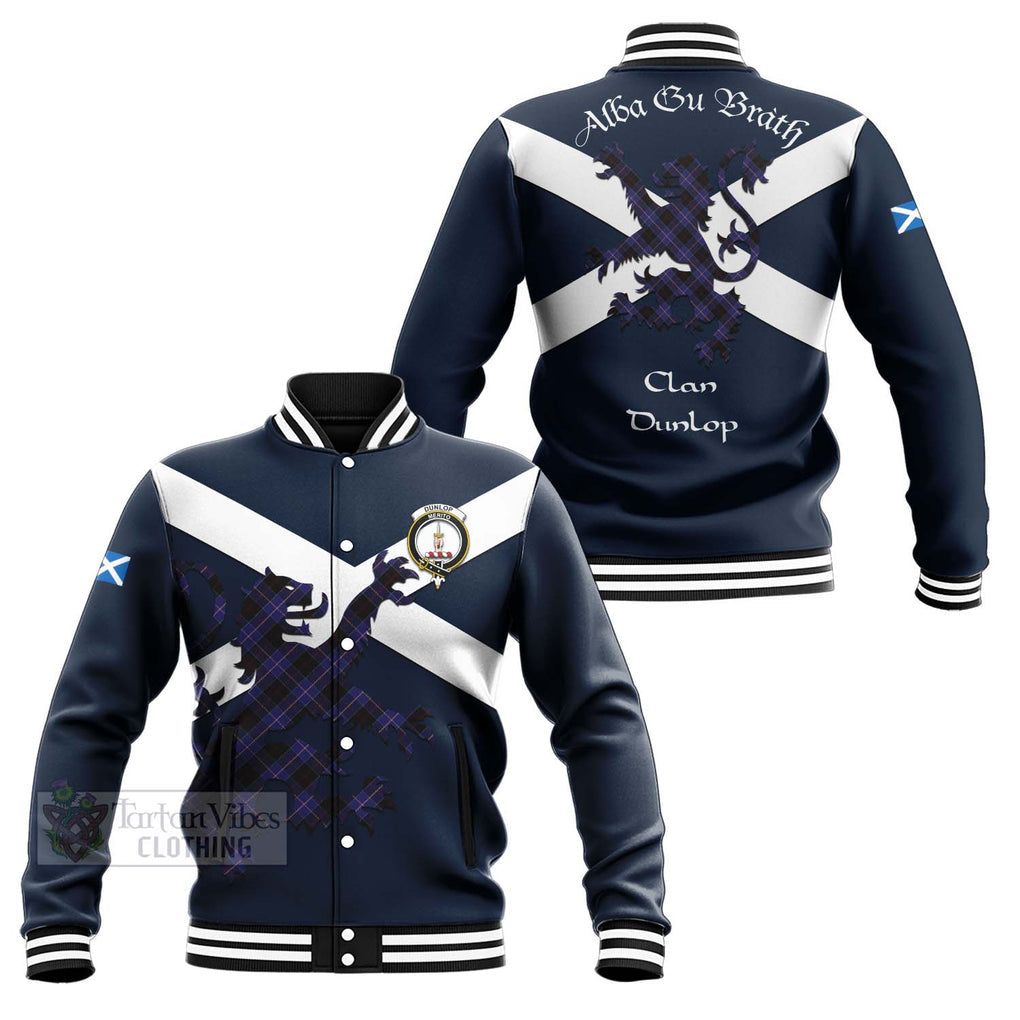 Dunlop Tartan Lion Rampant Baseball Jacket Proudly Display Your Heritage with Alba Gu Brath and Clan Name Unisex - Tartan Vibes Clothing