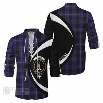 Dunlop Tartan Ghillie Kilt Shirt with Family Crest Circle Style