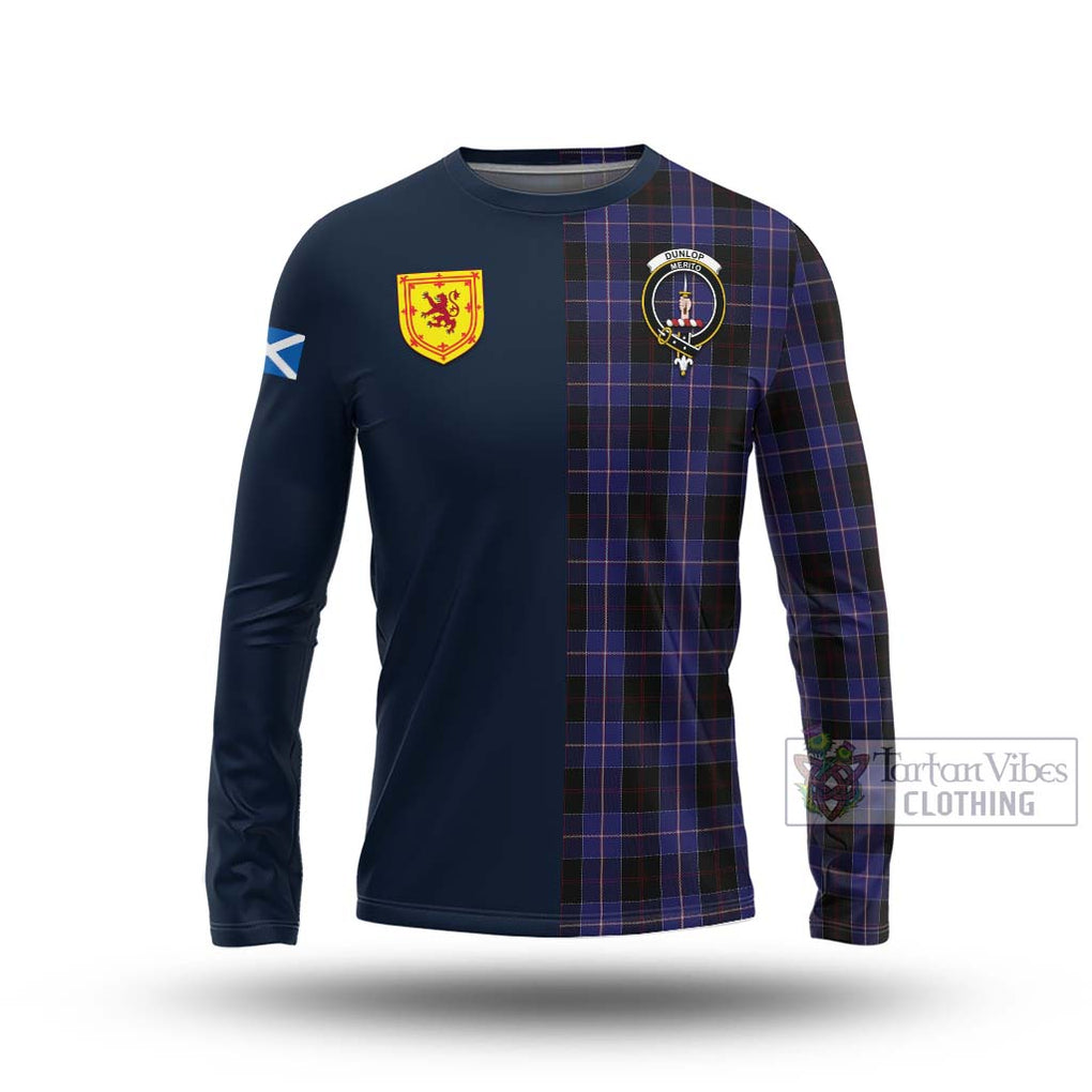 Tartan Vibes Clothing Dunlop Tartan Long Sleeve T-Shirt with Scottish Lion Royal Arm Half Style