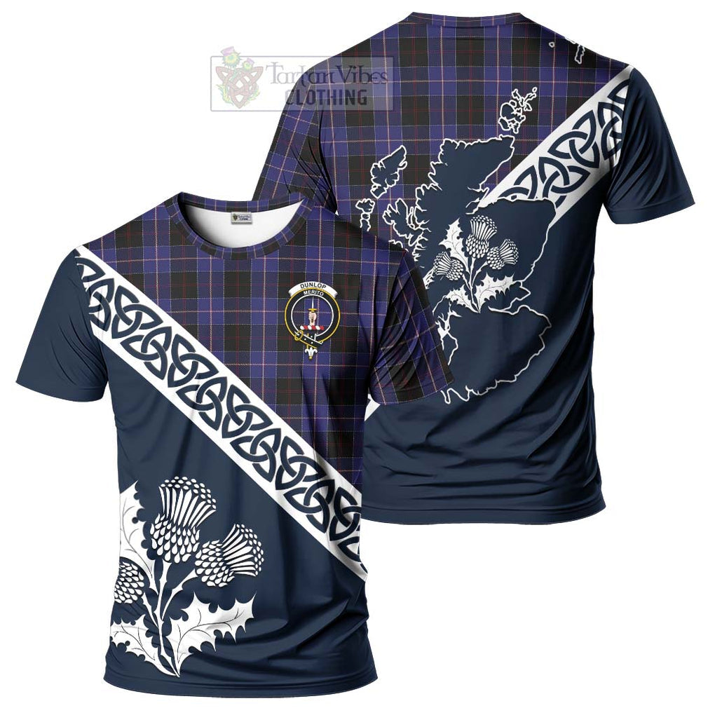 Dunlop Tartan T-Shirt Featuring Thistle and Scotland Map