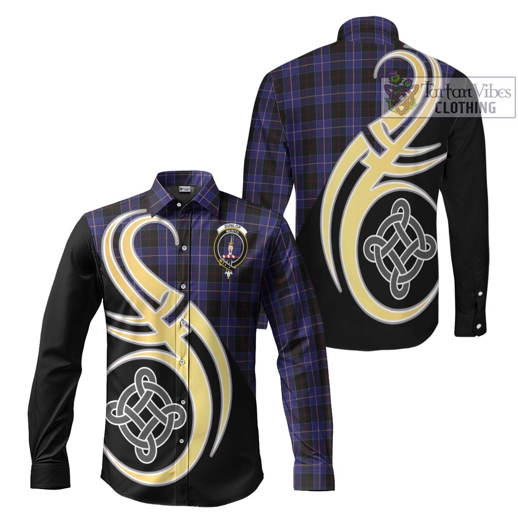 Dunlop Tartan Long Sleeve Button Shirt with Family Crest and Celtic Symbol Style Men's Shirt S - Tartan Vibes Clothing