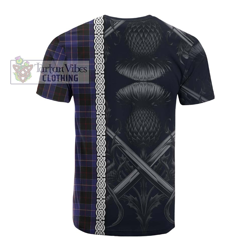 Tartan Vibes Clothing Dunlop Tartan Cotton T-shirt with Family Crest Cross Sword Thistle Celtic Vibes