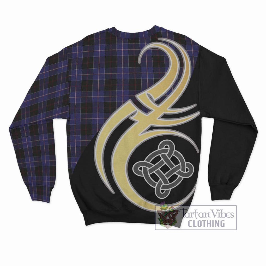 Dunlop Tartan Sweatshirt with Family Crest and Celtic Symbol Style - Tartan Vibes Clothing