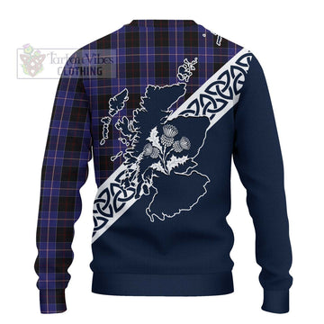 Dunlop Tartan Ugly Sweater Featuring Thistle and Scotland Map