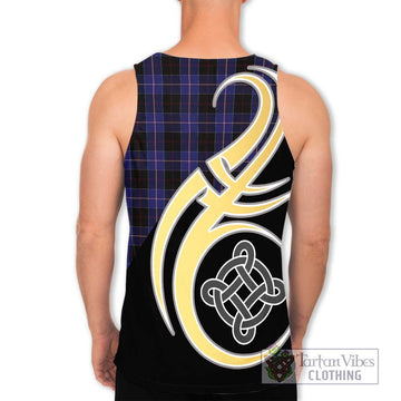 Dunlop Tartan Men's Tank Top with Family Crest and Celtic Symbol Style