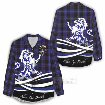 Dunlop Tartan Women's Casual Shirt with Alba Gu Brath Regal Lion Emblem