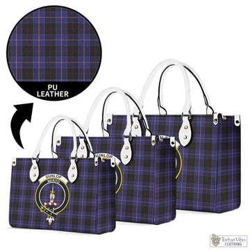 Dunlop Tartan Luxury Leather Handbags with Family Crest