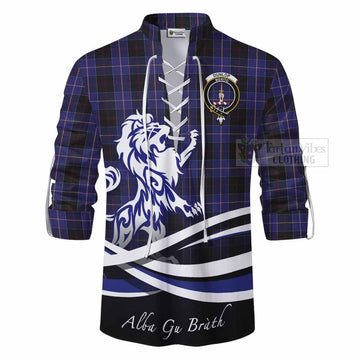 Dunlop Tartan Ghillie Kilt Shirt with Alba Gu Brath Regal Lion Emblem