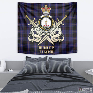 Dunlop Tartan Tapestry with Clan Crest and the Golden Sword of Courageous Legacy