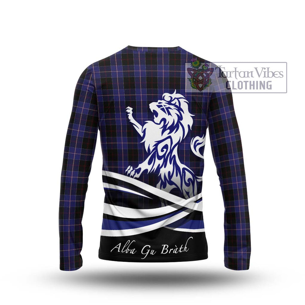 Dunlop Tartan Long Sleeve T-Shirt with Alba Gu Brath Regal Lion Emblem - Tartanvibesclothing Shop