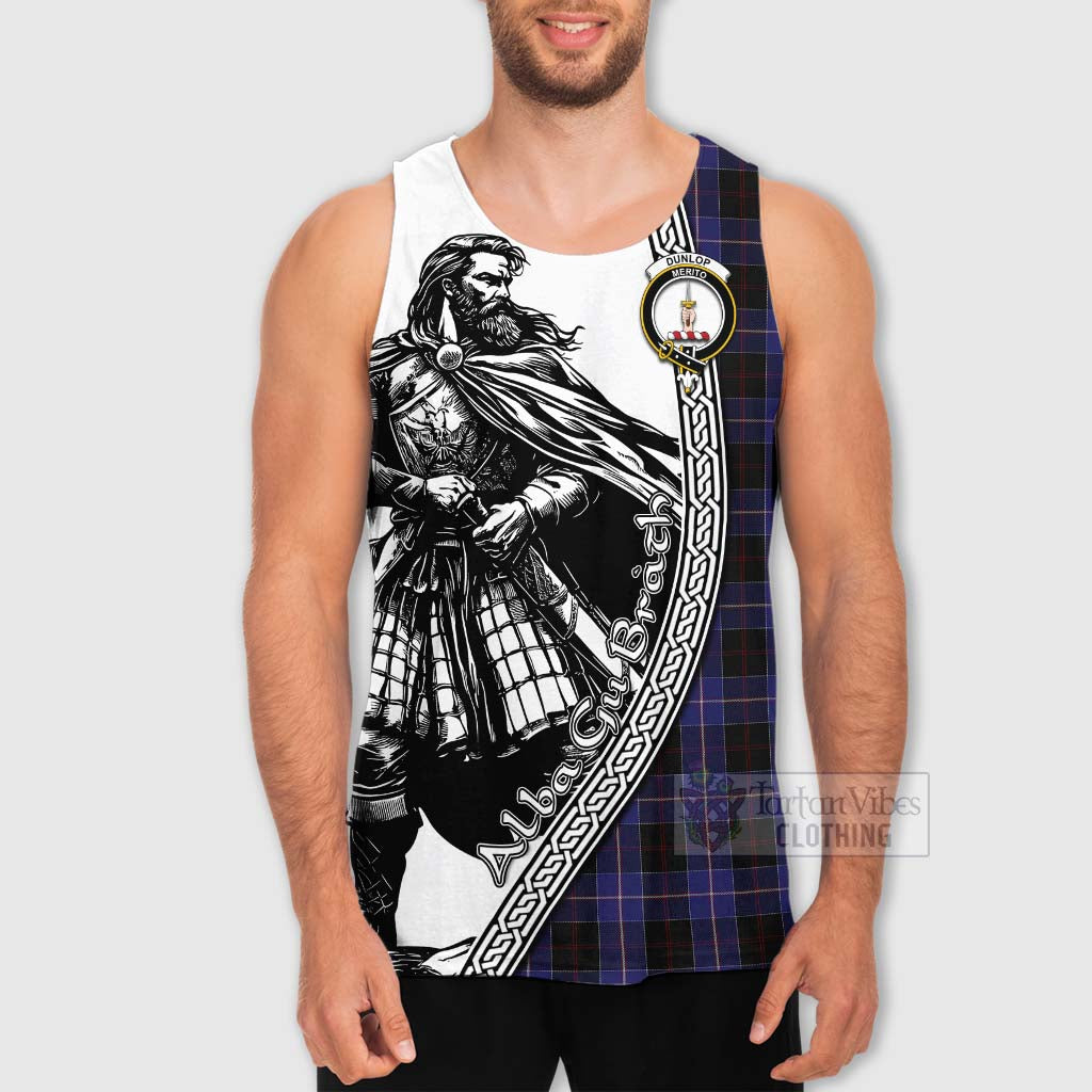 Tartan Vibes Clothing Dunlop Tartan Clan Crest Men's Tank Top with Highlander Warrior Celtic Style