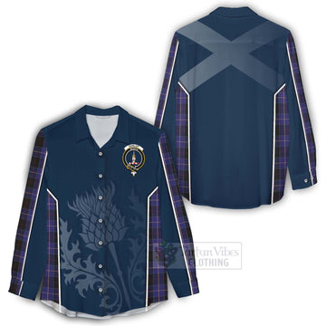 Dunlop Tartan Women's Casual Shirt with Family Crest and Scottish Thistle Vibes Sport Style