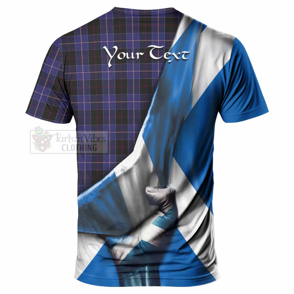 Tartan Vibes Clothing Dunlop Tartan T-Shirt with Family Crest Scotland Patriotic Style