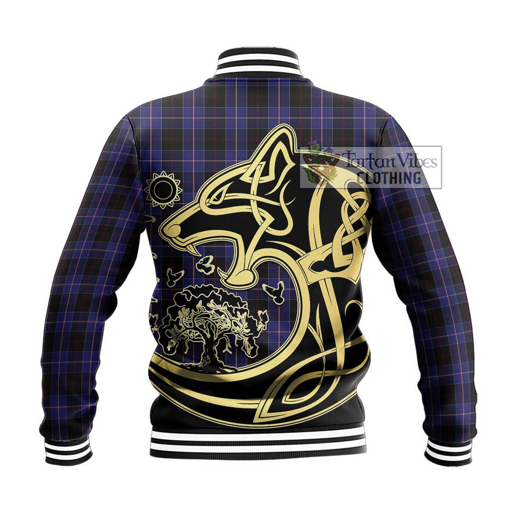 Dunlop Tartan Baseball Jacket with Family Crest Celtic Wolf Style - Tartan Vibes Clothing