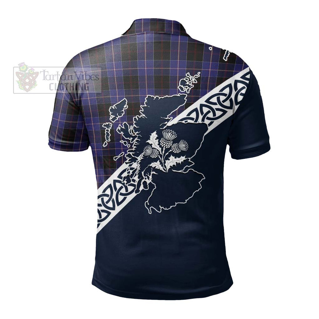 Dunlop Tartan Polo Shirt Featuring Thistle and Scotland Map