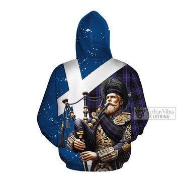 Dunlop Tartan Cotton Hoodie with Family Crest Scottish Bagpiper Vibes