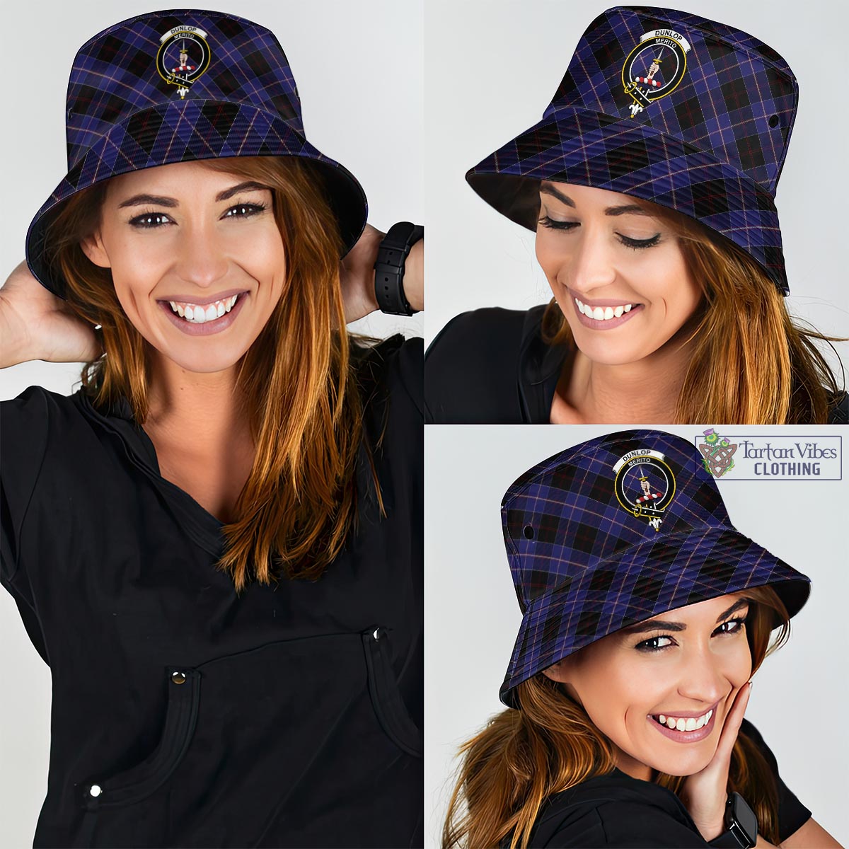 Tartan Vibes Clothing Dunlop Tartan Bucket Hat with Family Crest