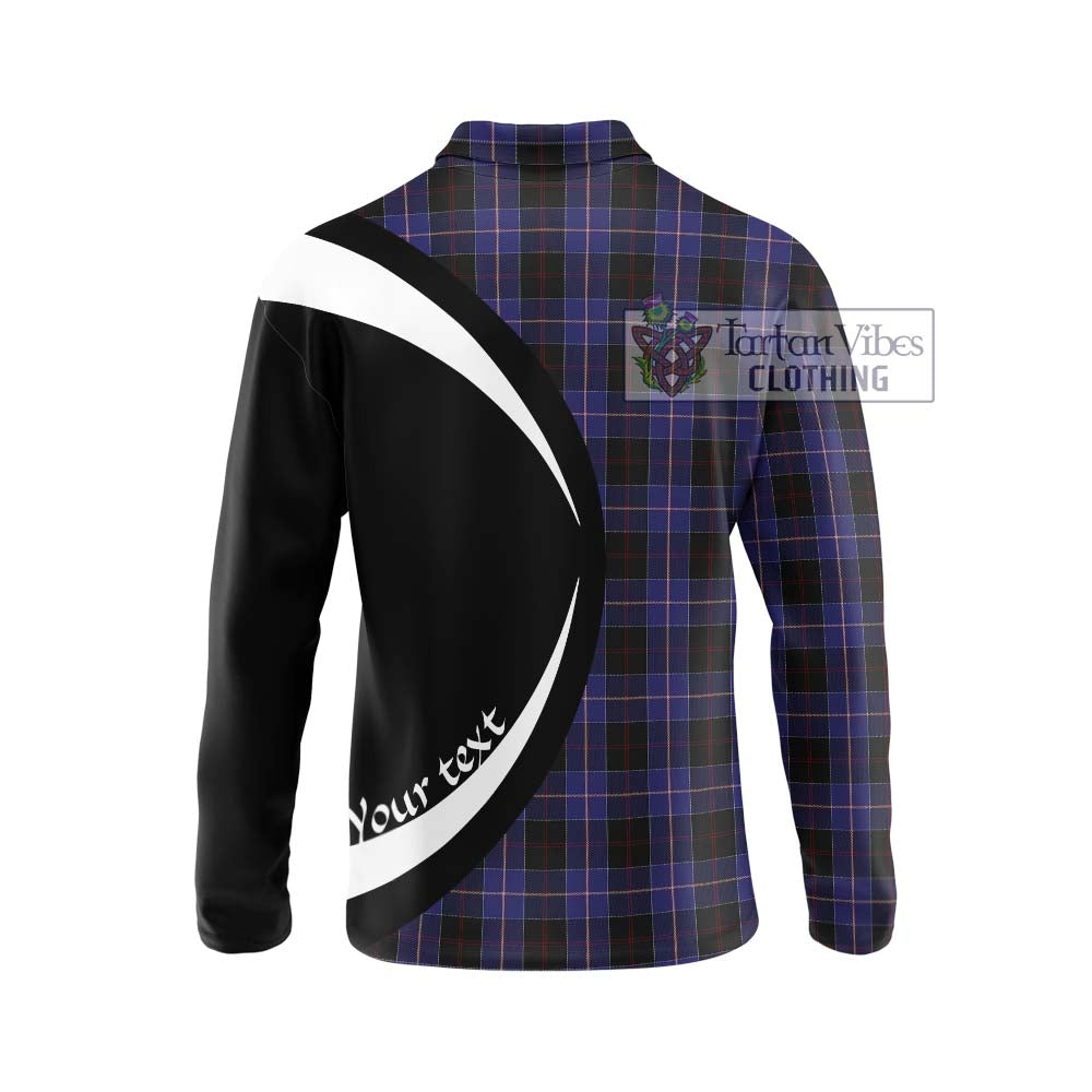 Dunlop Tartan Long Sleeve Polo Shirt with Family Crest Circle Style - Tartan Vibes Clothing