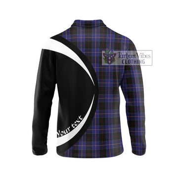 Dunlop Tartan Long Sleeve Polo Shirt with Family Crest Circle Style