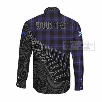 Dunlop Crest Tartan Long Sleeve Button Shirt with New Zealand Silver Fern Half Style