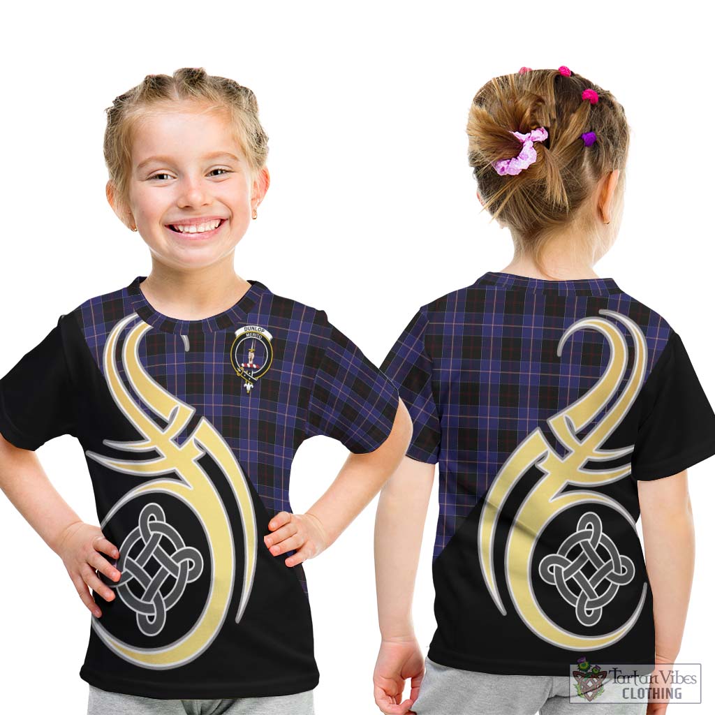 Dunlop Tartan Kid T-Shirt with Family Crest and Celtic Symbol Style - Tartan Vibes Clothing