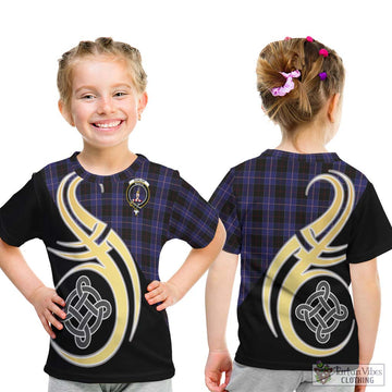 Dunlop Tartan Kid T-Shirt with Family Crest and Celtic Symbol Style