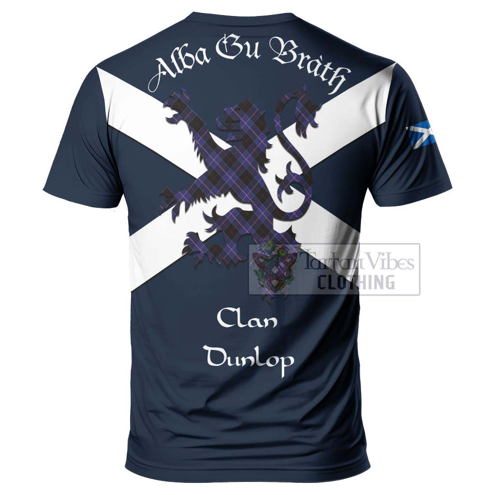 Tartan Vibes Clothing Dunlop Tartan Lion Rampant T-Shirt – Proudly Display Your Heritage with Alba Gu Brath and Clan Name