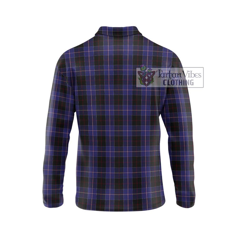 Dunlop Tartan Long Sleeve Polo Shirt with Family Crest DNA In Me Style - Tartanvibesclothing Shop