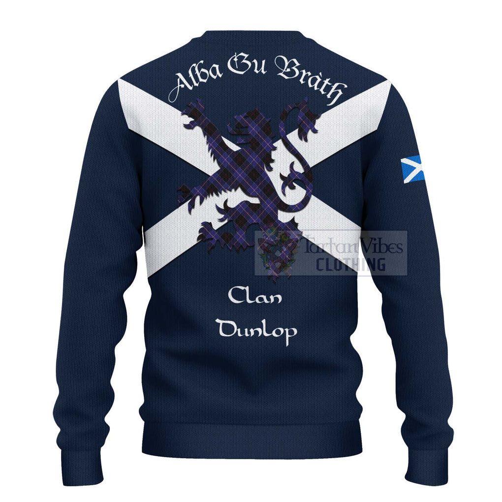 Tartan Vibes Clothing Dunlop Tartan Lion Rampant Knitted Sweater – Proudly Display Your Heritage with Alba Gu Brath and Clan Name