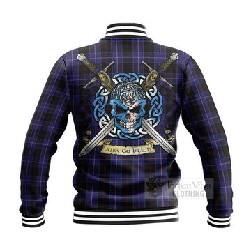 Dunlop Tartan Baseball Jacket with Family Crest Celtic Skull Style