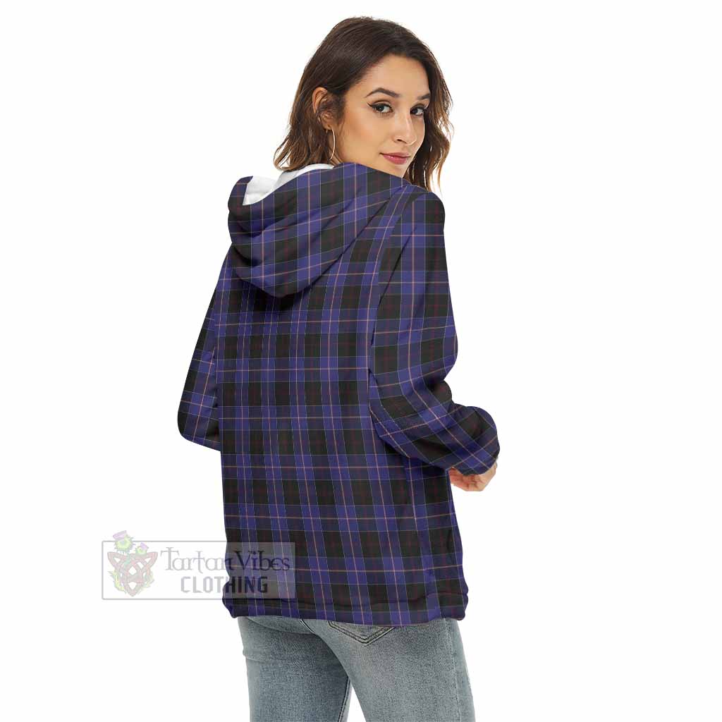 Tartan Vibes Clothing Dunlop Tartan Crest Women's Borg  Half Zip Fleece Hoodie