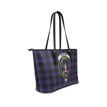 Dunlop Tartan Leather Tote Bag with Family Crest