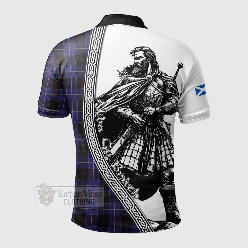 Tartan Vibes Clothing Dunlop Tartan Clan Crest Polo Shirt with Highlander Warrior Celtic Style