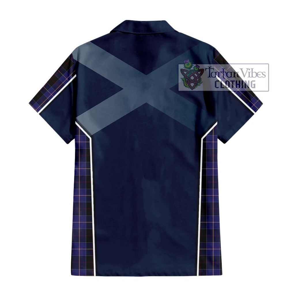 Dunlop Tartan Short Sleeve Button Shirt with Family Crest and Lion Rampant Vibes Sport Style - Tartan Vibes Clothing