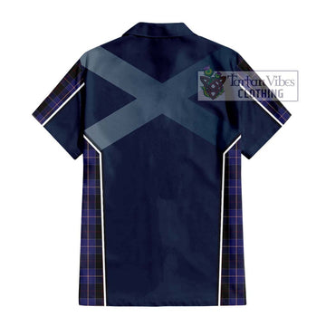 Dunlop Tartan Short Sleeve Button Shirt with Family Crest and Lion Rampant Vibes Sport Style