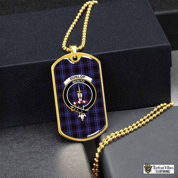 Dunlop Tartan Dog Tag Necklace with Family Crest