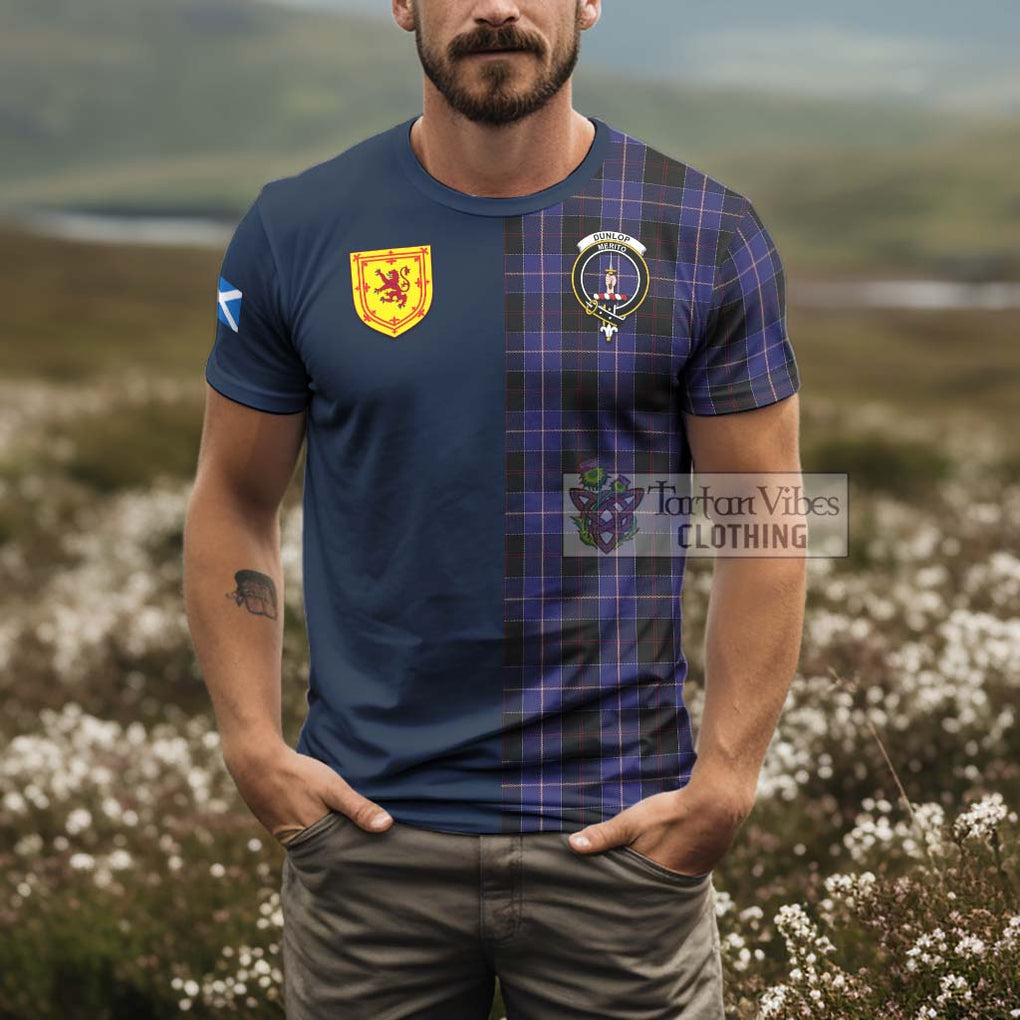 Tartan Vibes Clothing Dunlop Tartan T-Shirt Alba with Scottish Lion Royal Arm Half Style