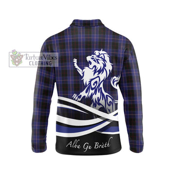 Dunlop Tartan Long Sleeve Polo Shirt with Alba Gu Brath Regal Lion Emblem