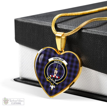 Dunlop Tartan Heart Necklace with Family Crest