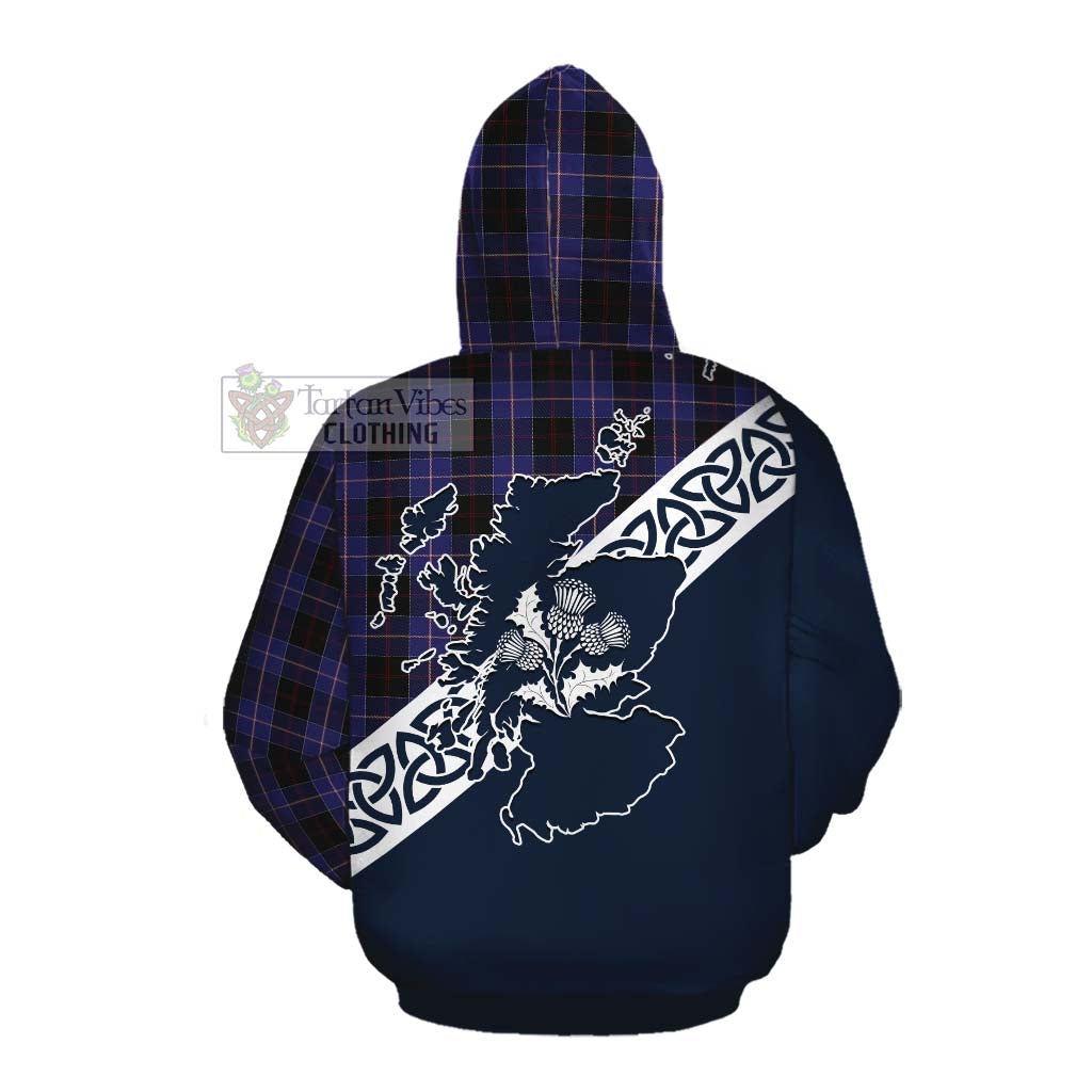 Tartan Vibes Clothing Dunlop Tartan Cotton Hoodie Featuring Thistle and Scotland Map