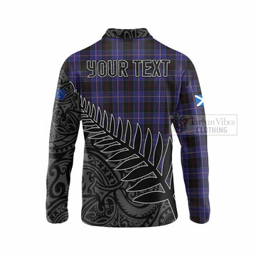 Dunlop Crest Tartan Long Sleeve Polo Shirt with New Zealand Silver Fern Half Style