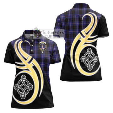 Dunlop Tartan Women's Polo Shirt with Family Crest and Celtic Symbol Style