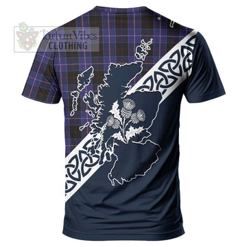 Dunlop Tartan T-Shirt Featuring Thistle and Scotland Map