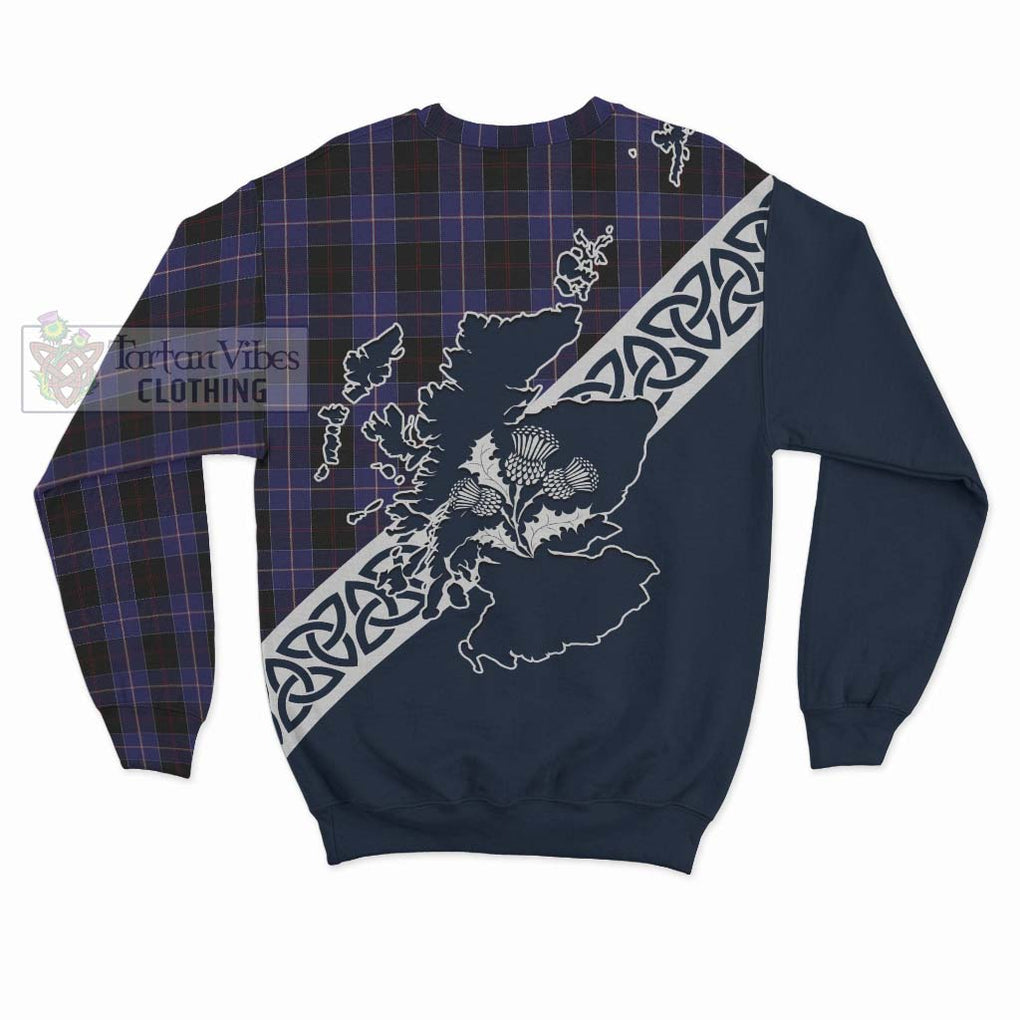 Tartan Vibes Clothing Dunlop Tartan Sweatshirt Featuring Thistle and Scotland Map