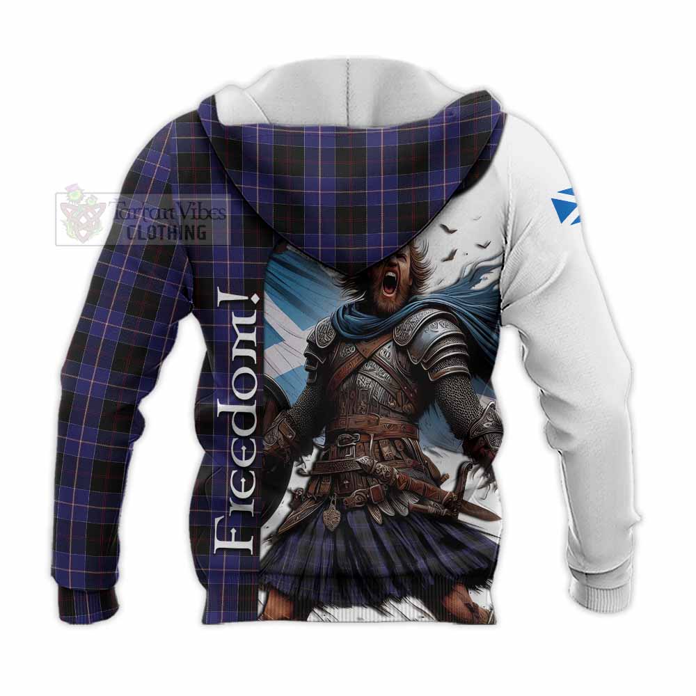 Tartan Vibes Clothing Dunlop Crest Tartan Knitted Hoodie Inspired by the Freedom of Scottish Warrior