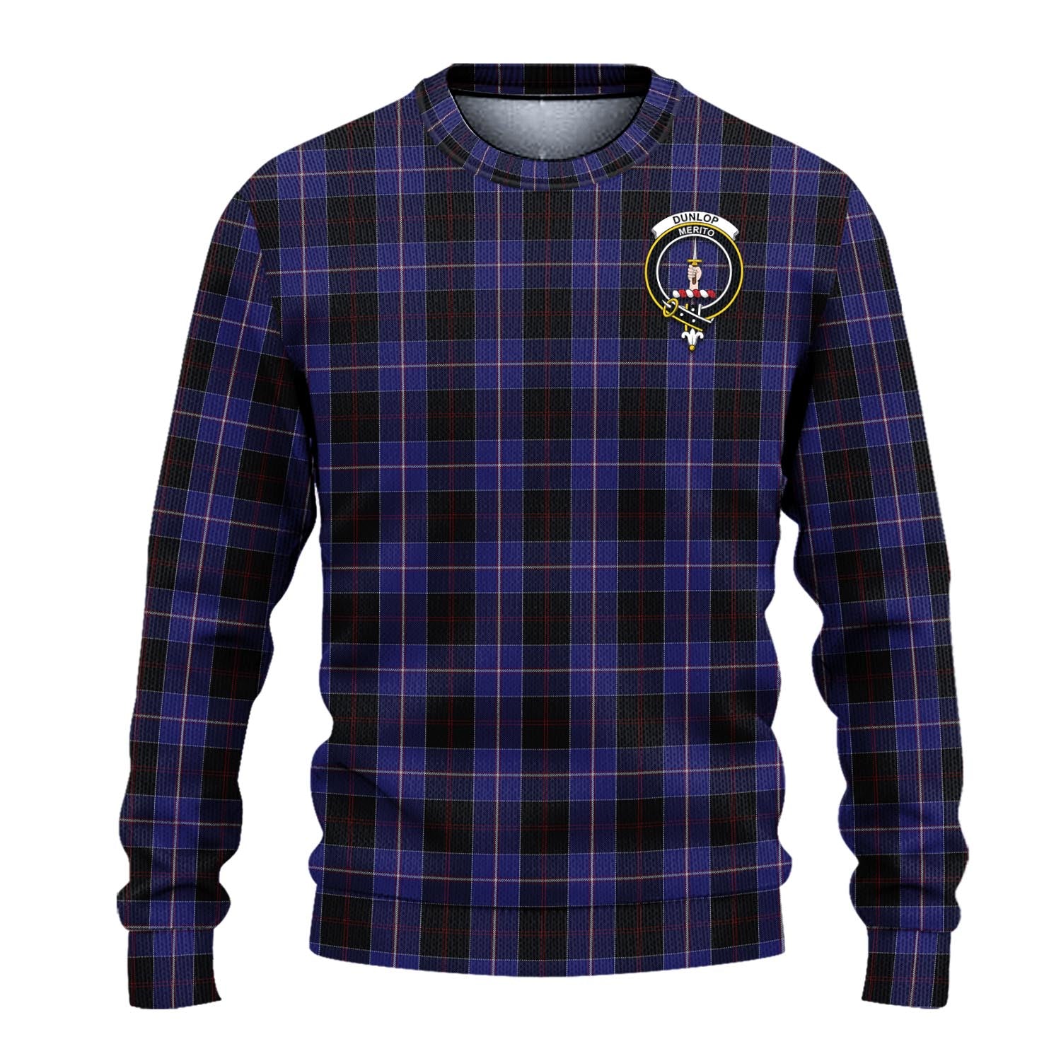 Dunlop Tartan Knitted Sweater with Family Crest - Tartanvibesclothing