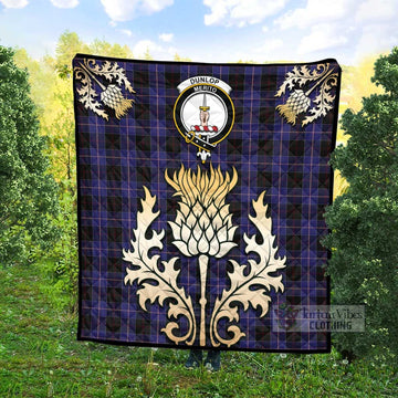 Dunlop Tartan Quilt with Family Crest and Golden Thistle Style